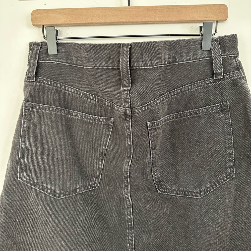 Madewell High Waist Button Front Rigid Denim A-Line Skirt Black Lunar | 28 - Picture 9 of 13